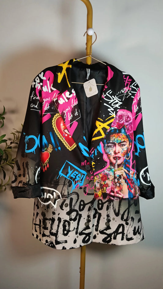 Blazer Oversize estampada Frida Kahlo