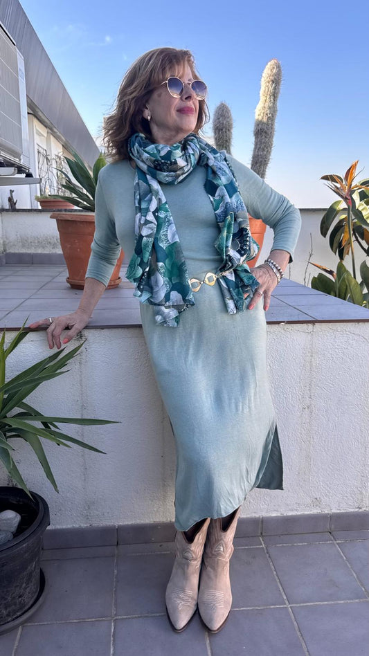 💚 Vestido Midi de Punto con Abertura Lateral (2 colores)