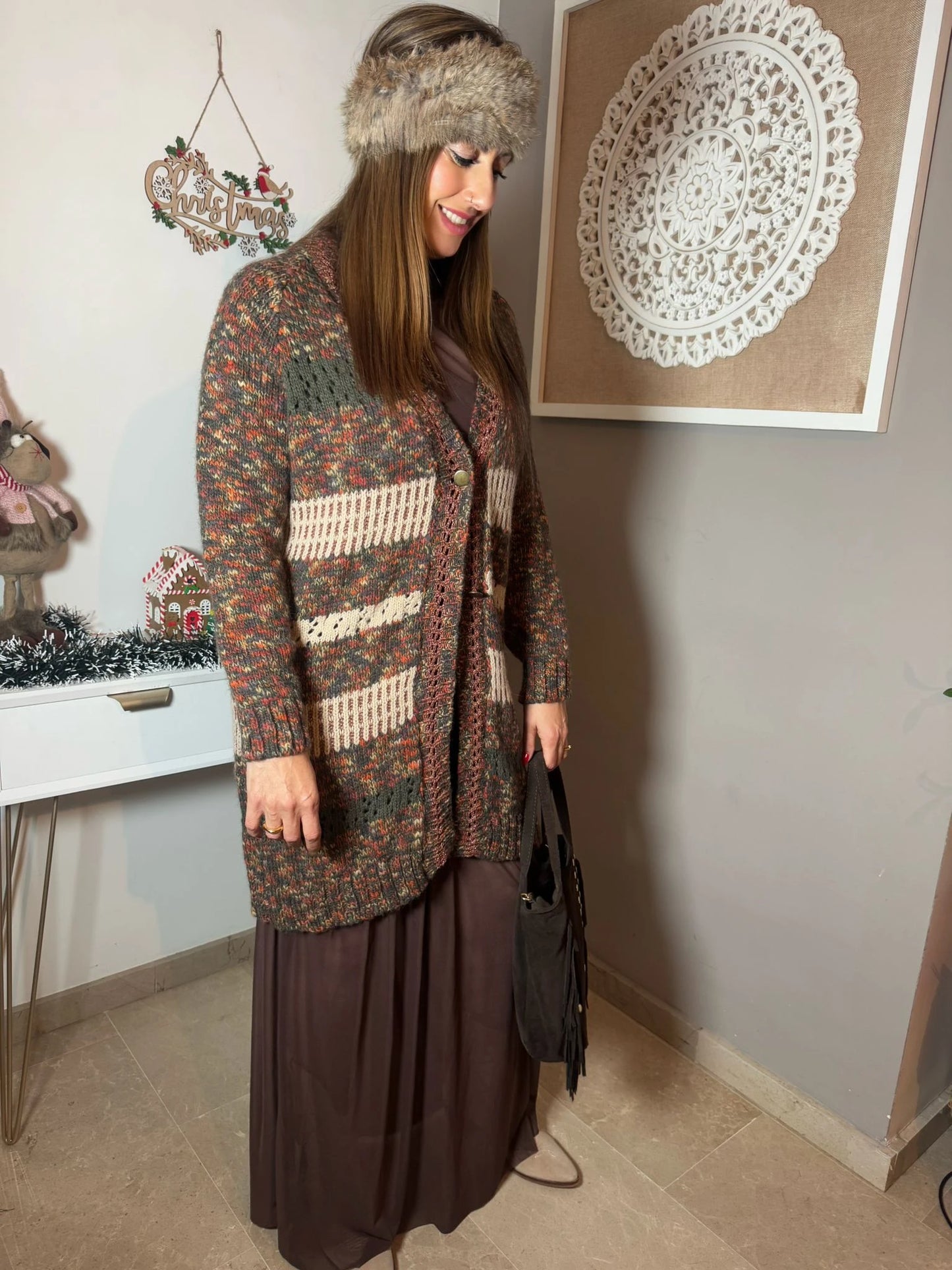 Chaqueta Punto Rayas Tonos Tierra