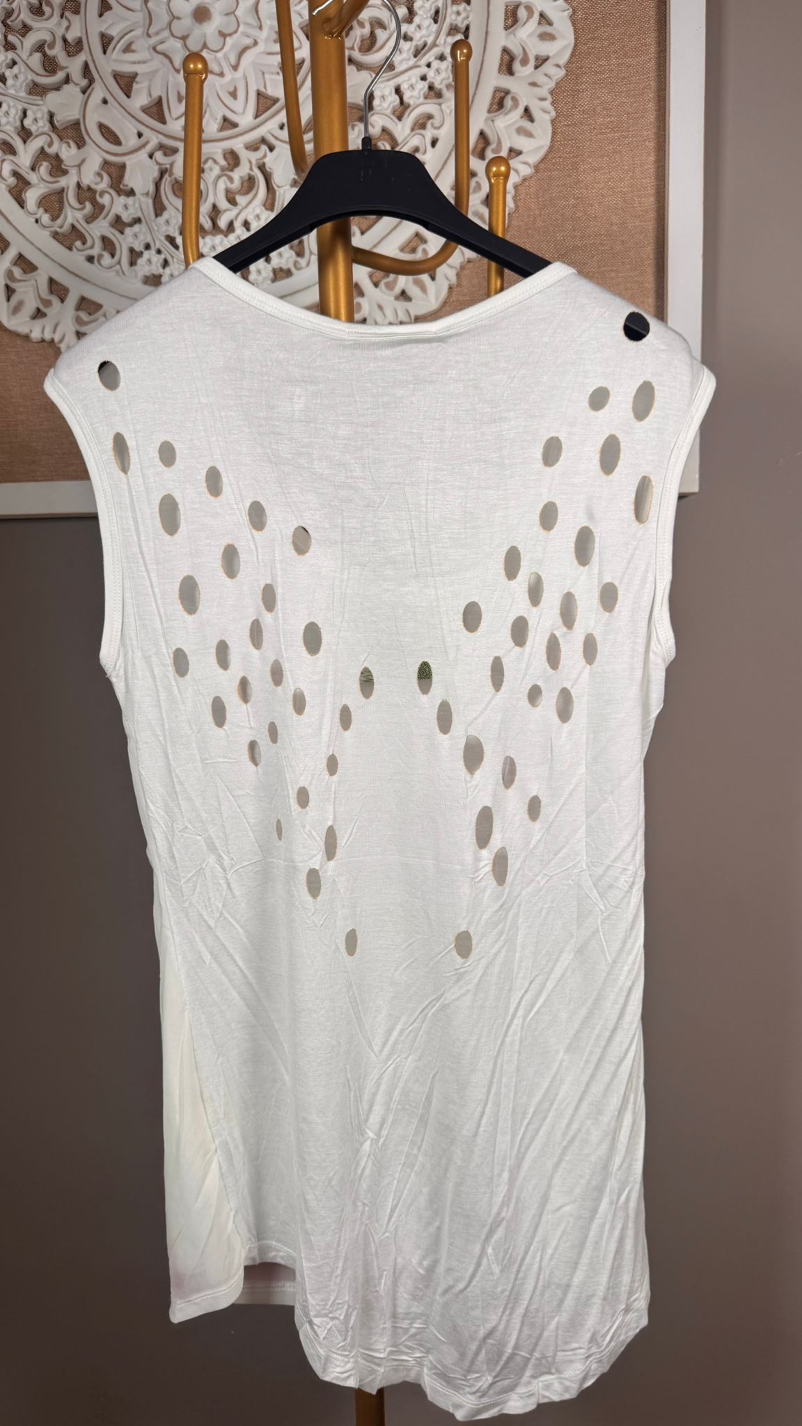 💫 Camiseta Gasa Estampada con Pedrería y Espalda Calada (2 colores)
