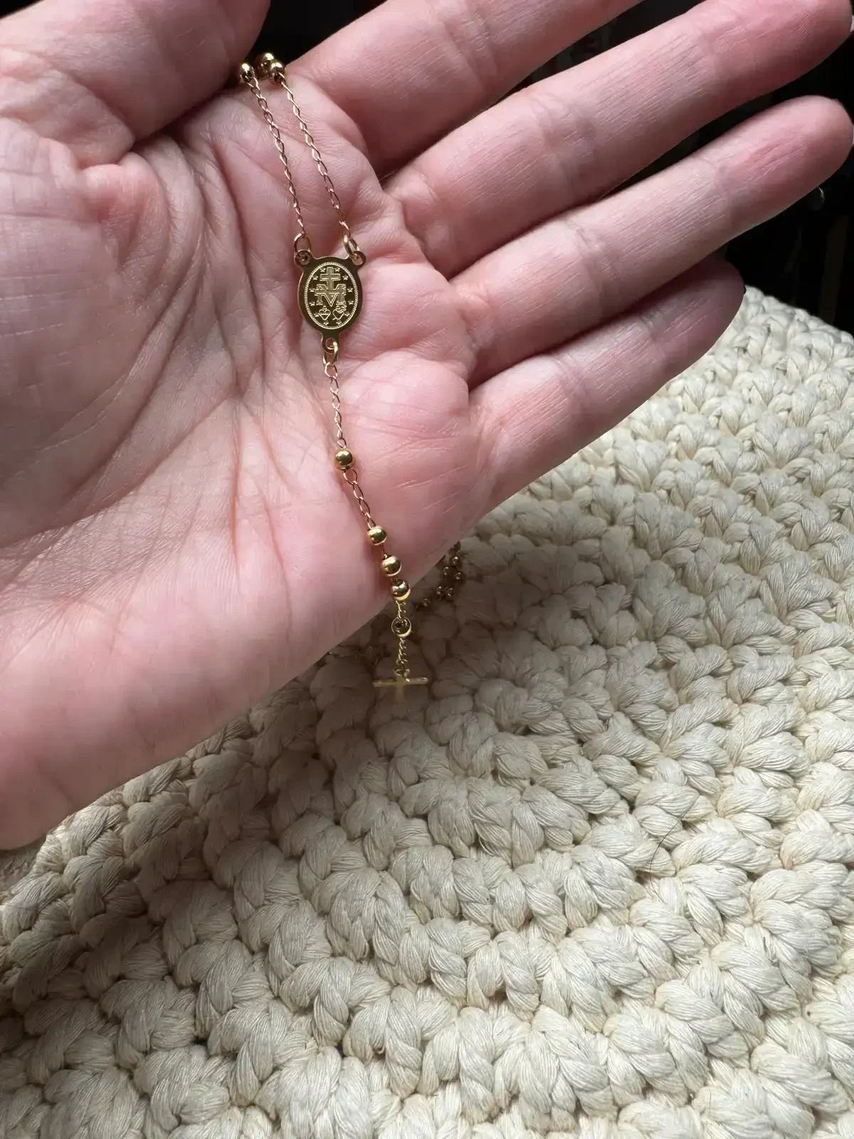 Collar Rosario Medalla Dorado