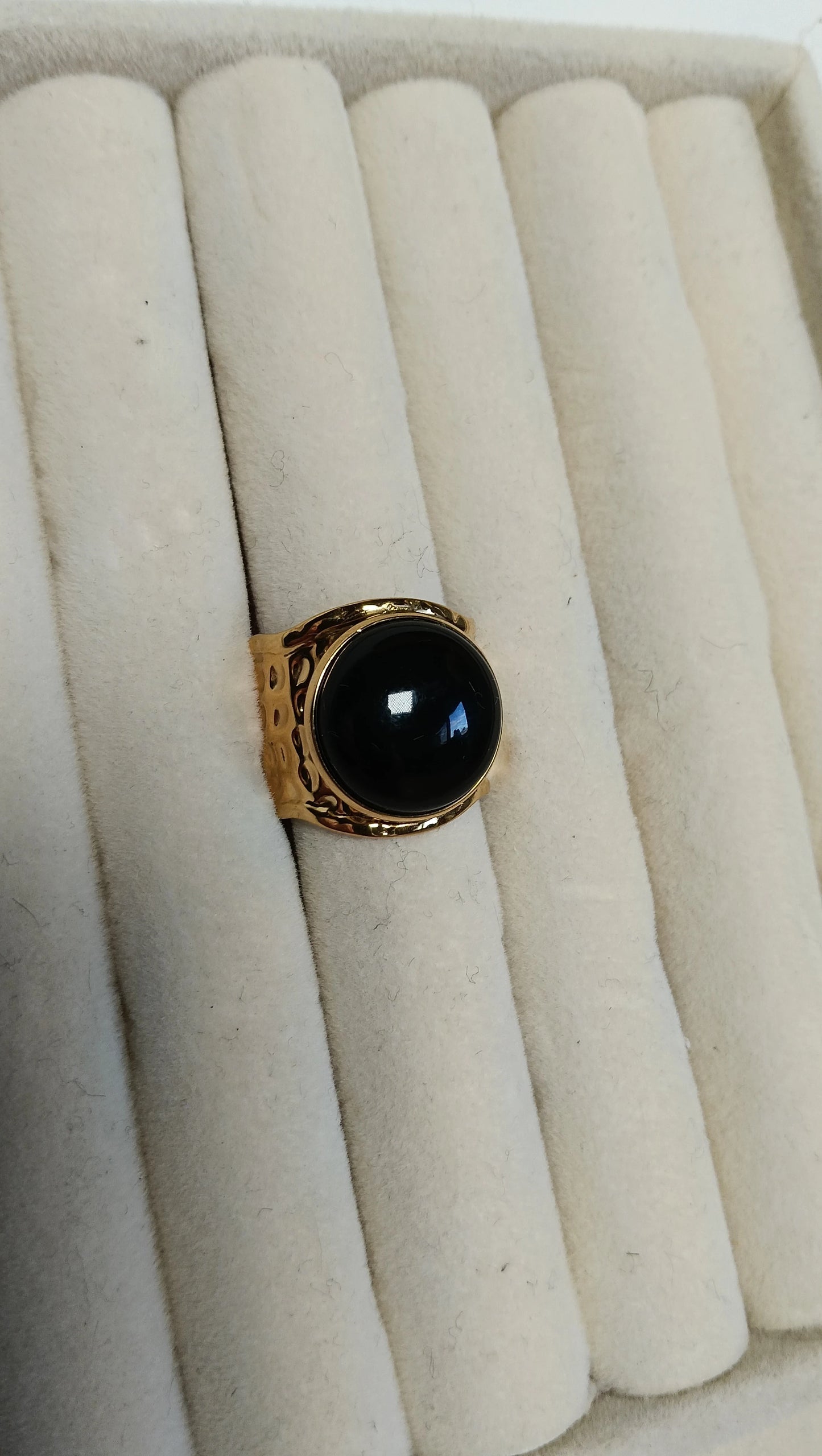 💍 Anillo Acero Piedra Negra Redonda