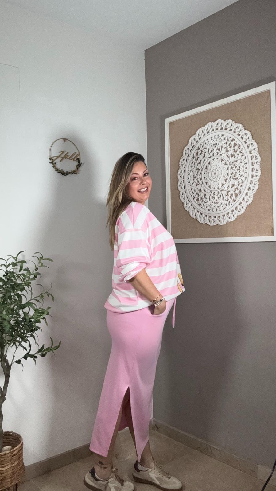 Falda Rosa Chándal con Raja lateral