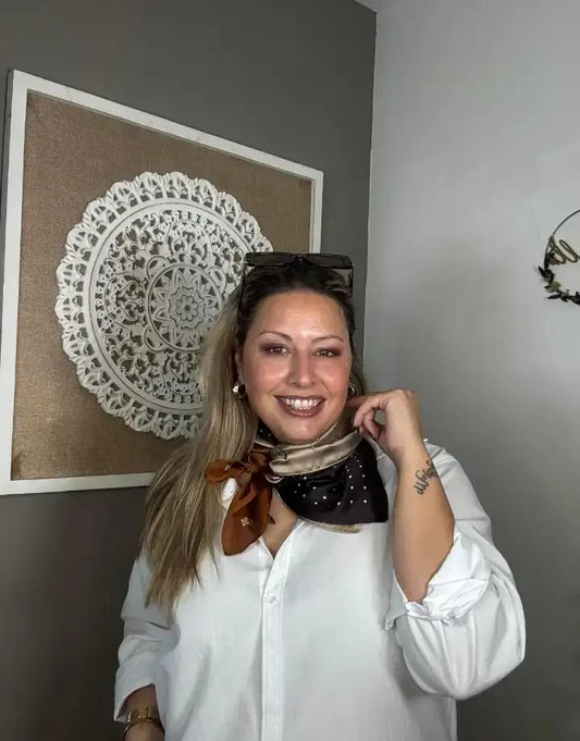 Pañuelo Seda Bicolor Marrón Negro