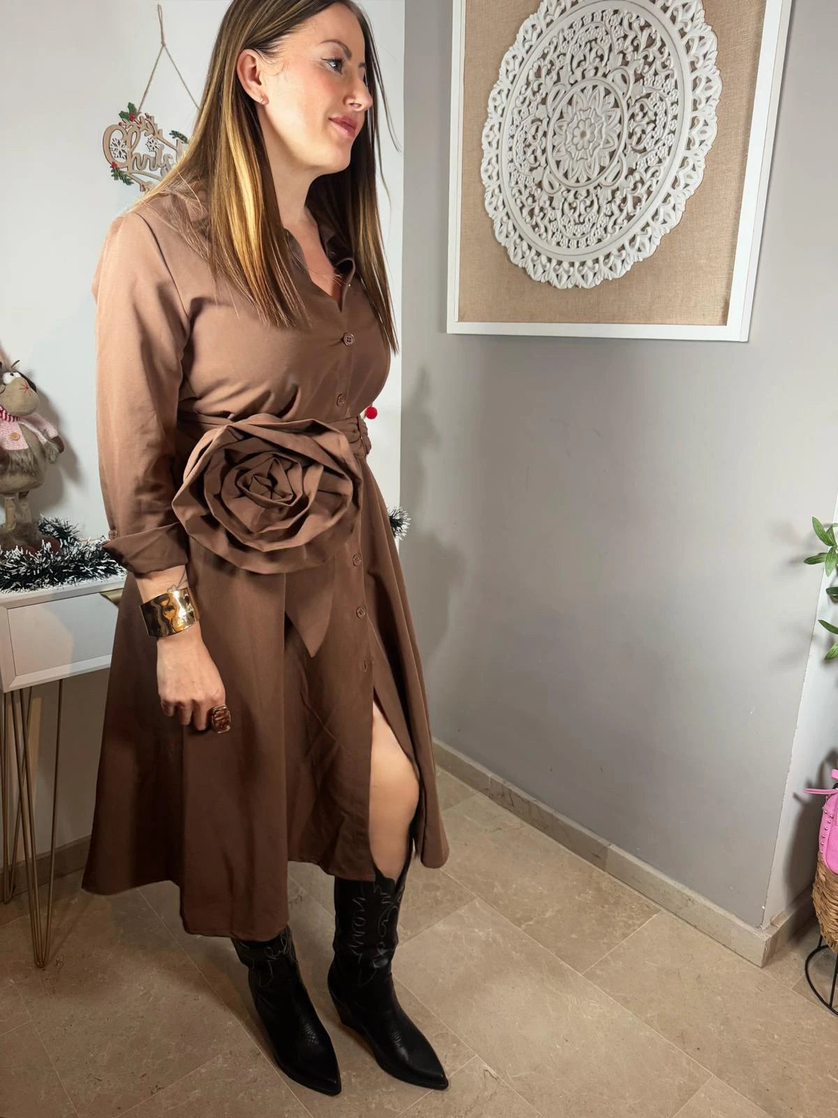 Vestido Camisero Rosa Cinturón (2 colores)