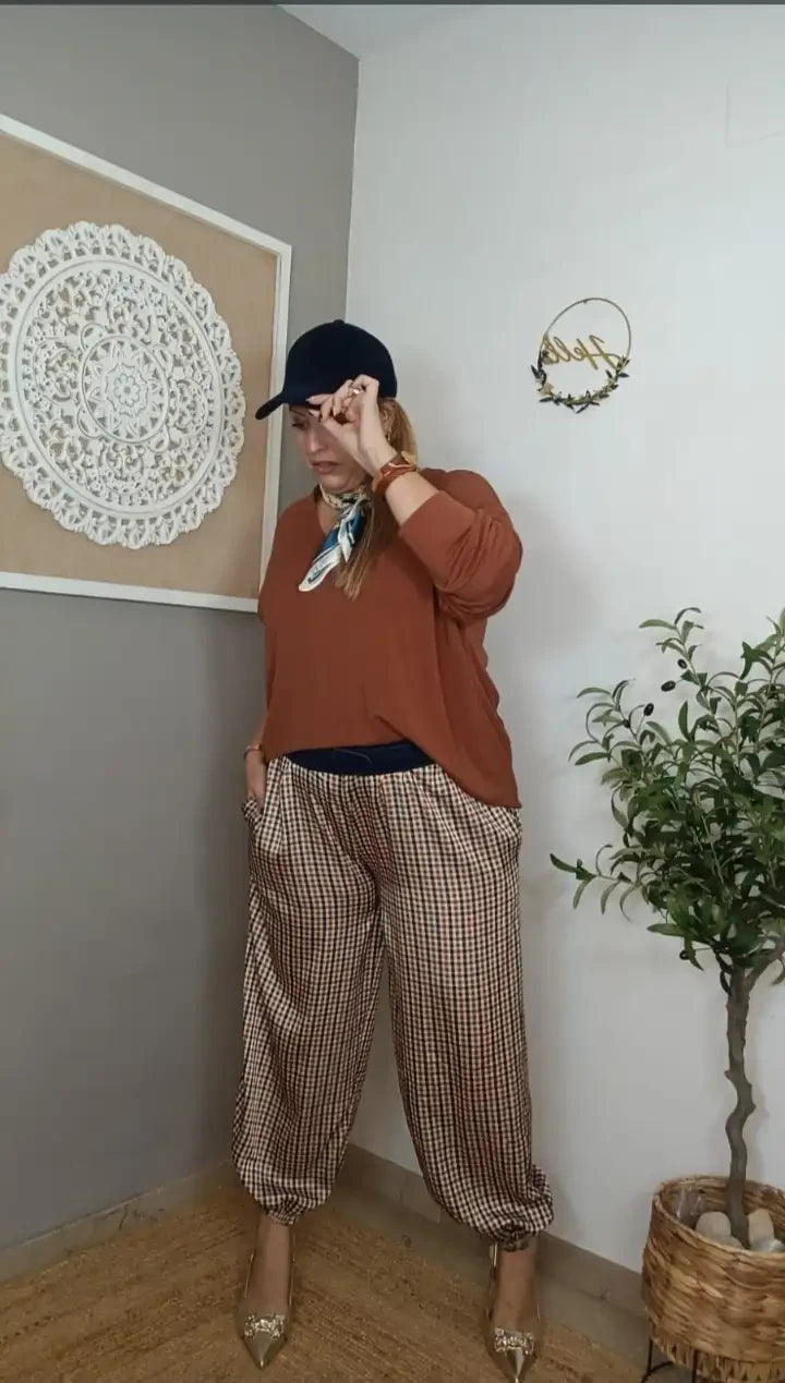 Pantalón Aladín Vichy Marrón