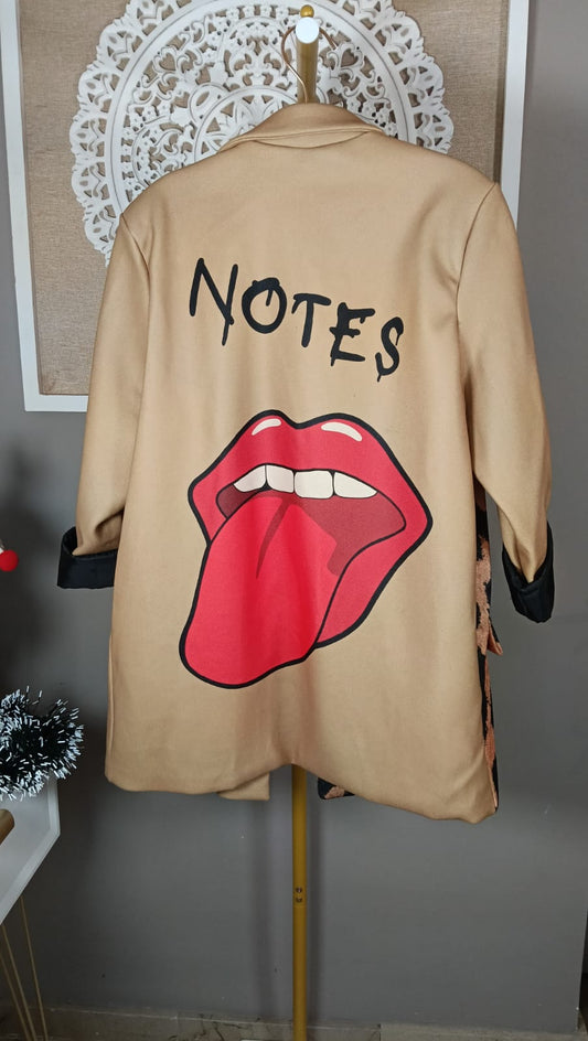 Blazer Rolling - Camel con Animal Print