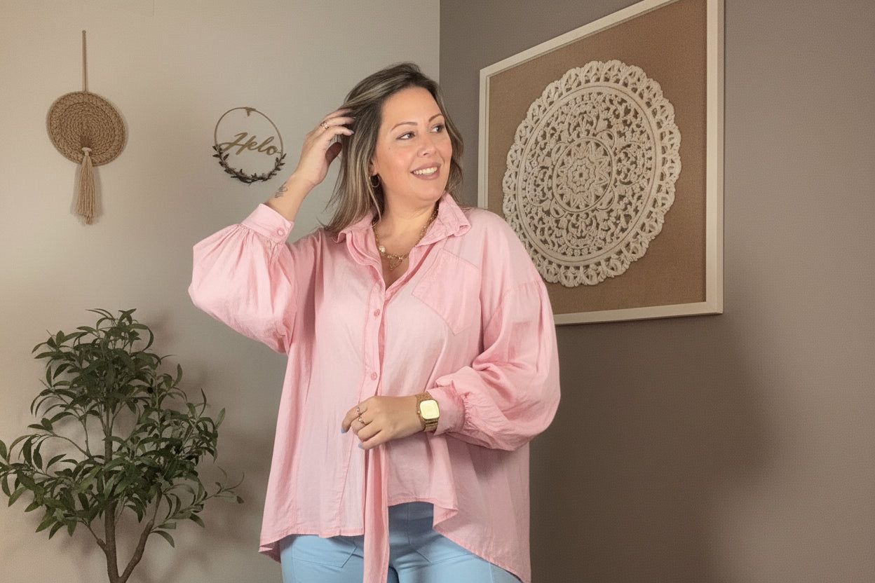 🌸 Camisa Oversize Efecto Lavado con Espalda Asimétrica (2 colores)
