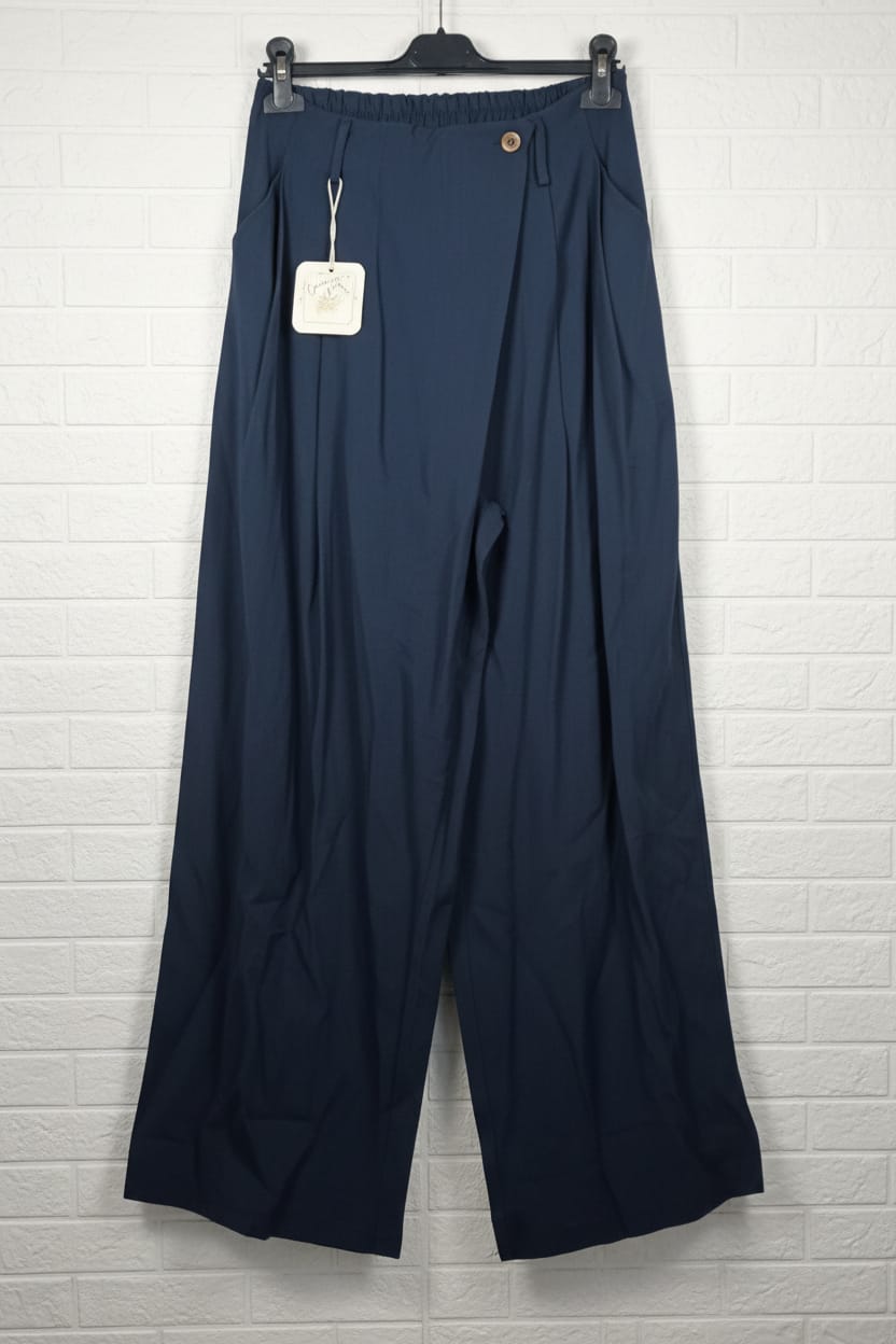Pantalón Palazzo Cruzado con Goma Trasera (2 colores) Azul Marino y Burdeos