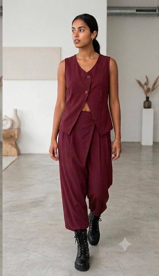 Pantalón Palazzo Cruzado con Goma Trasera (2 colores) Azul Marino y Burdeos