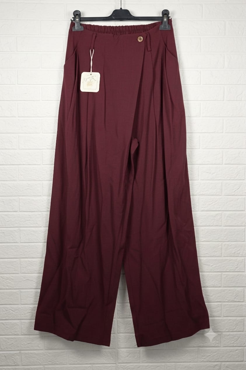 Pantalón Palazzo Cruzado con Goma Trasera (2 colores) Azul Marino y Burdeos