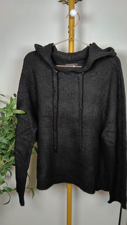 Jersey Capucha Texturizado Negro