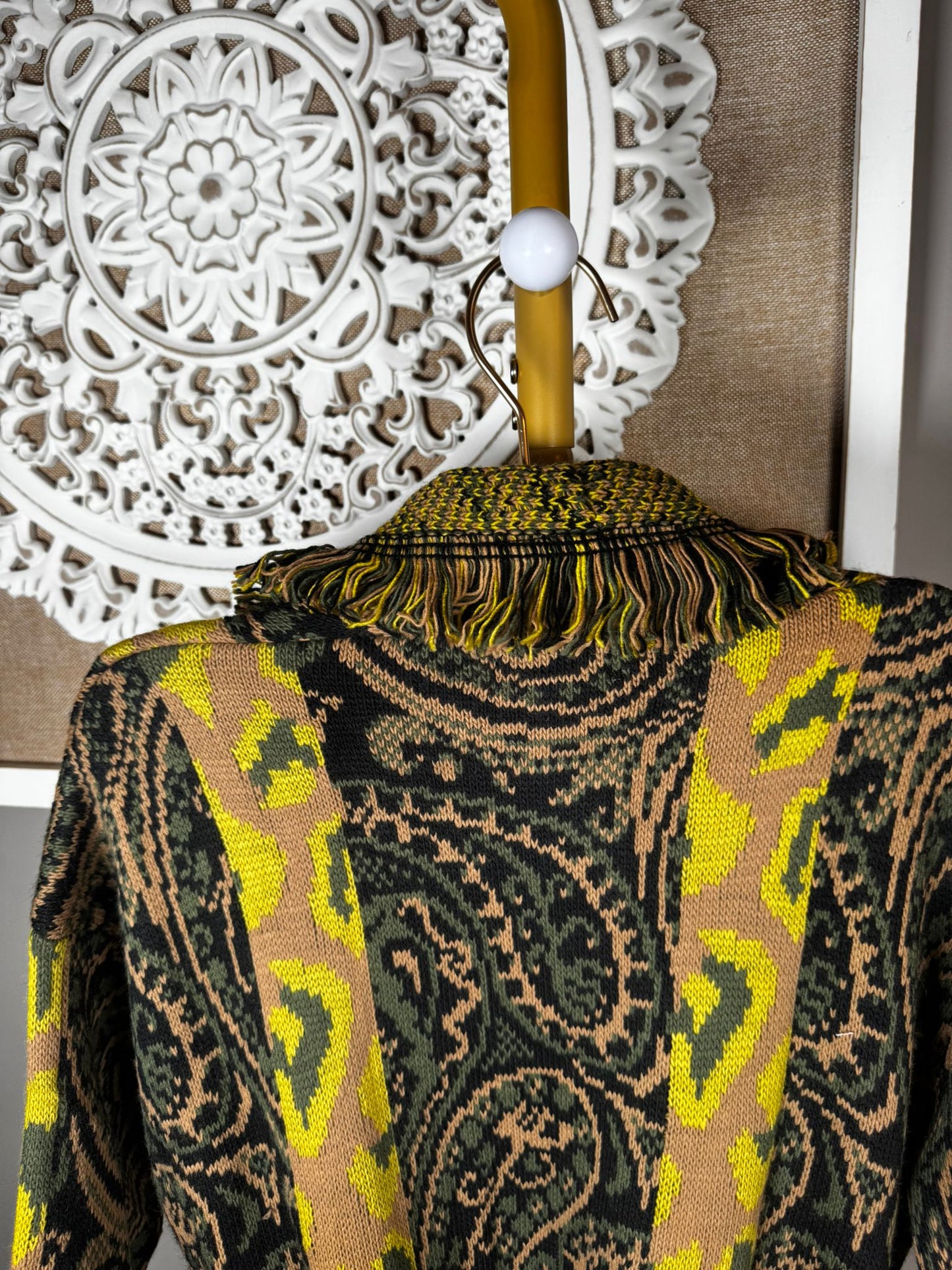 Chaqueta Punto Desflecado Diseño Étnico (2 colores)