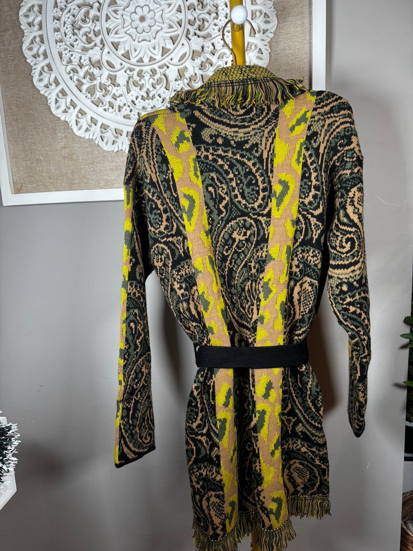 Chaqueta Punto Desflecado Diseño Étnico (2 colores)