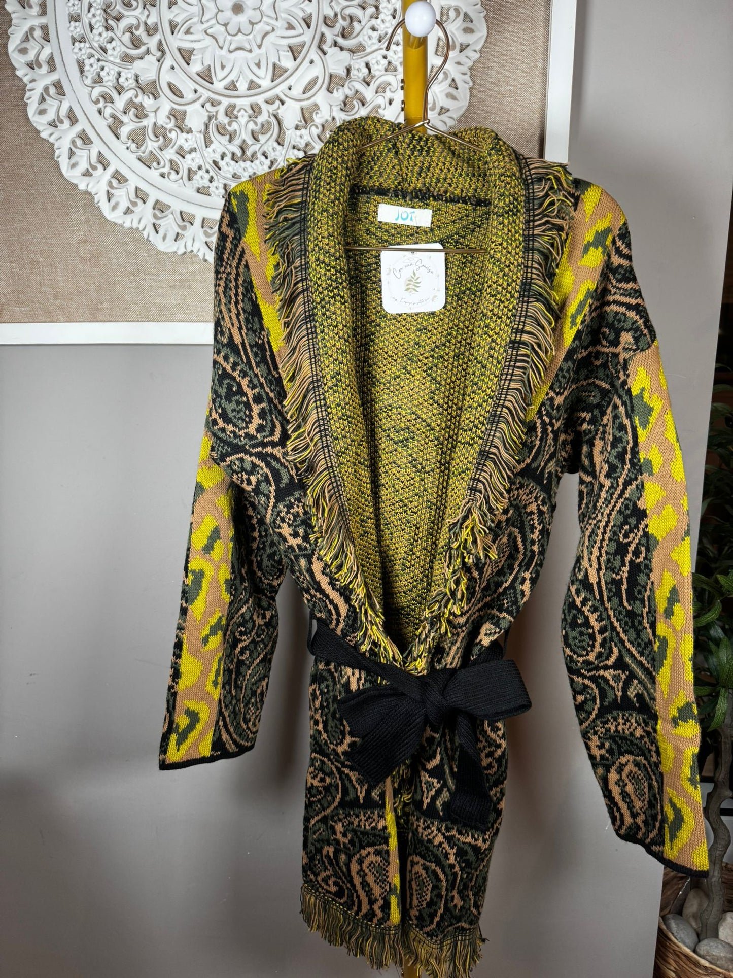 Chaqueta Punto Desflecado Diseño Étnico (2 colores)