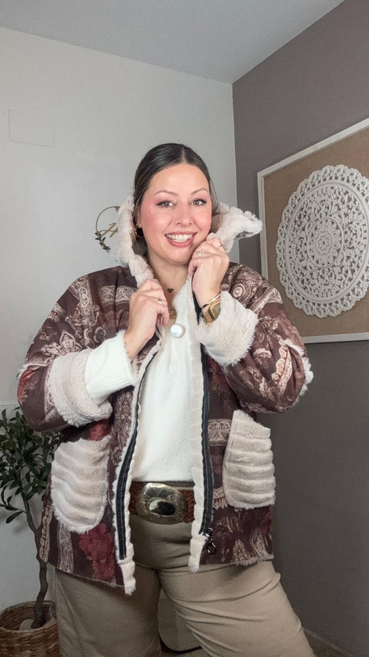 ✨ Abrigo Pelo Estampado Vintage