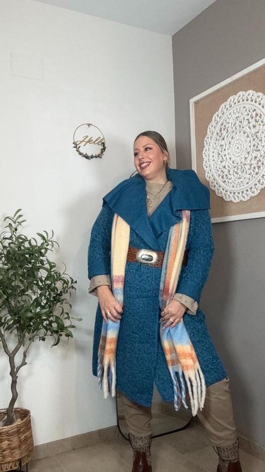 Bufanda de Rayas Multicolor con Flecos