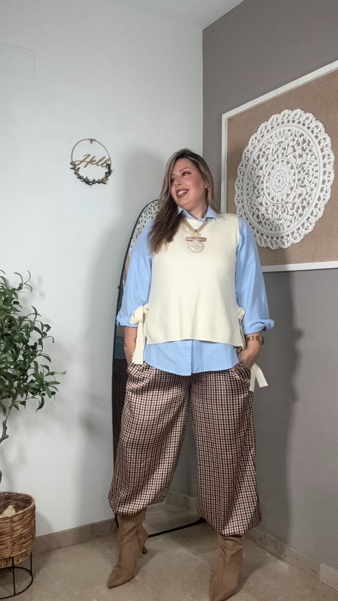 Pantalón Aladín Vichy Marrón