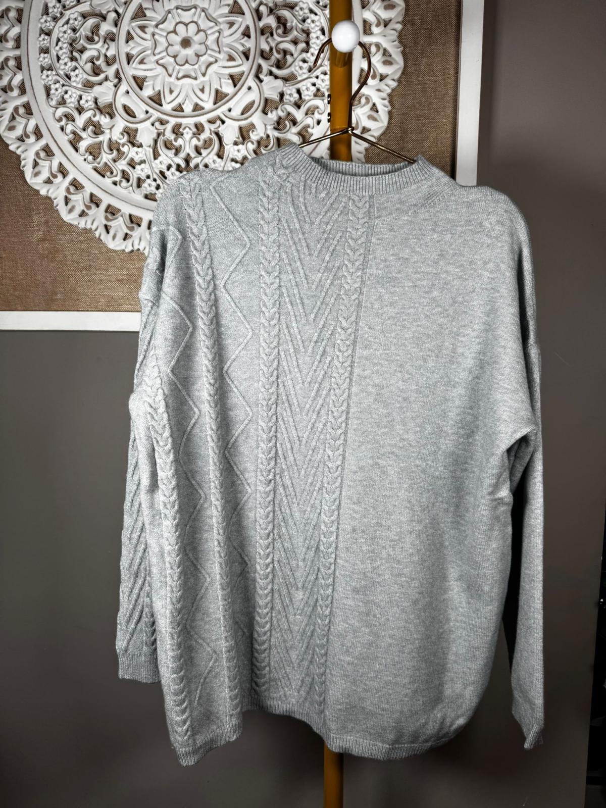 💙 Jersey Punto Trenzas Gris Claro