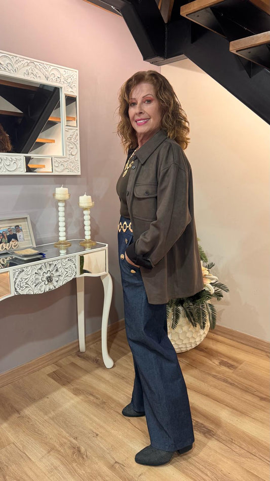 🧥 Sobrecamisa marrón chocolate con Bolsillos