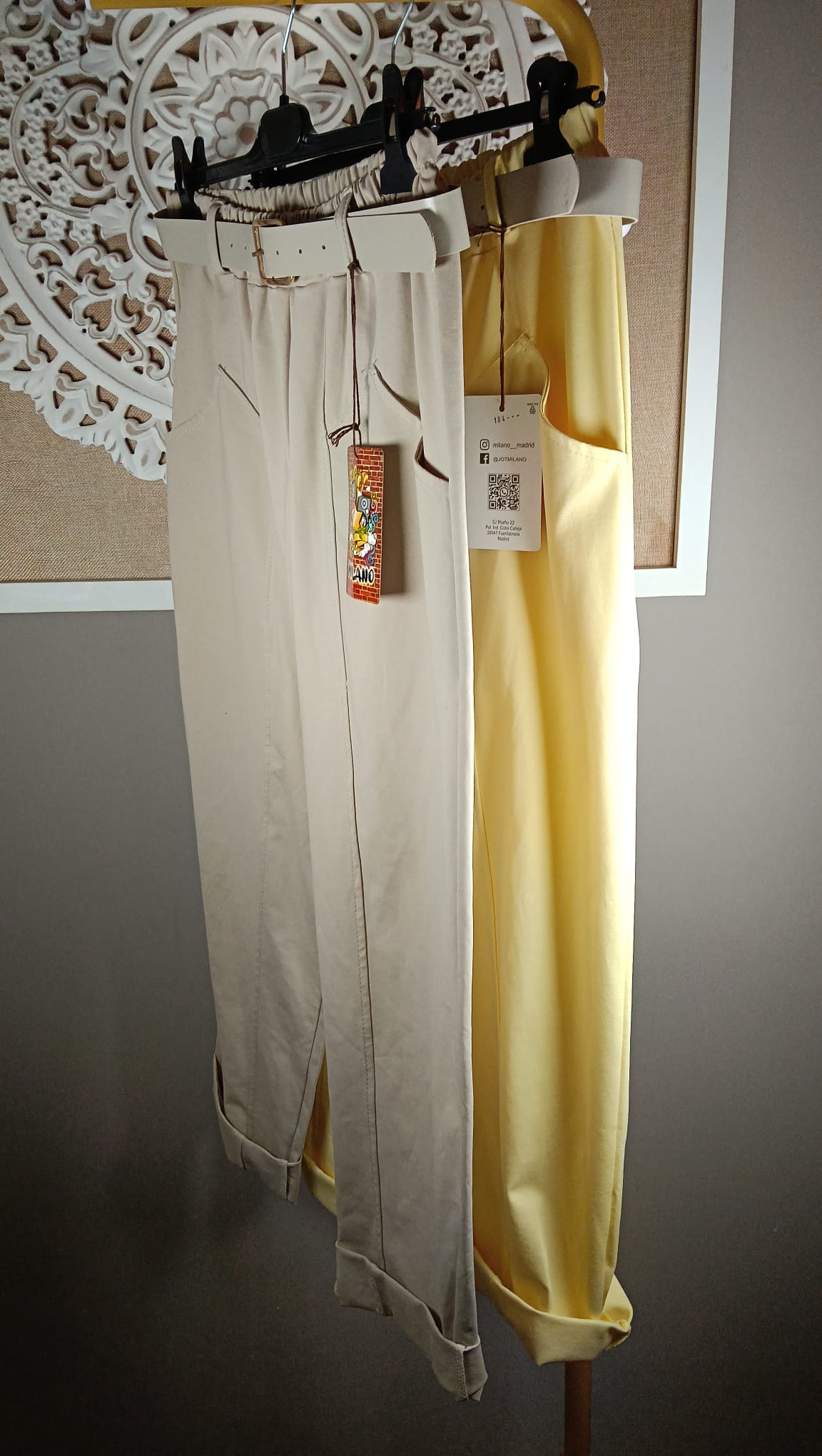 🤍 Pantalón tejido milano con Cinturón Incluido (2 colores)