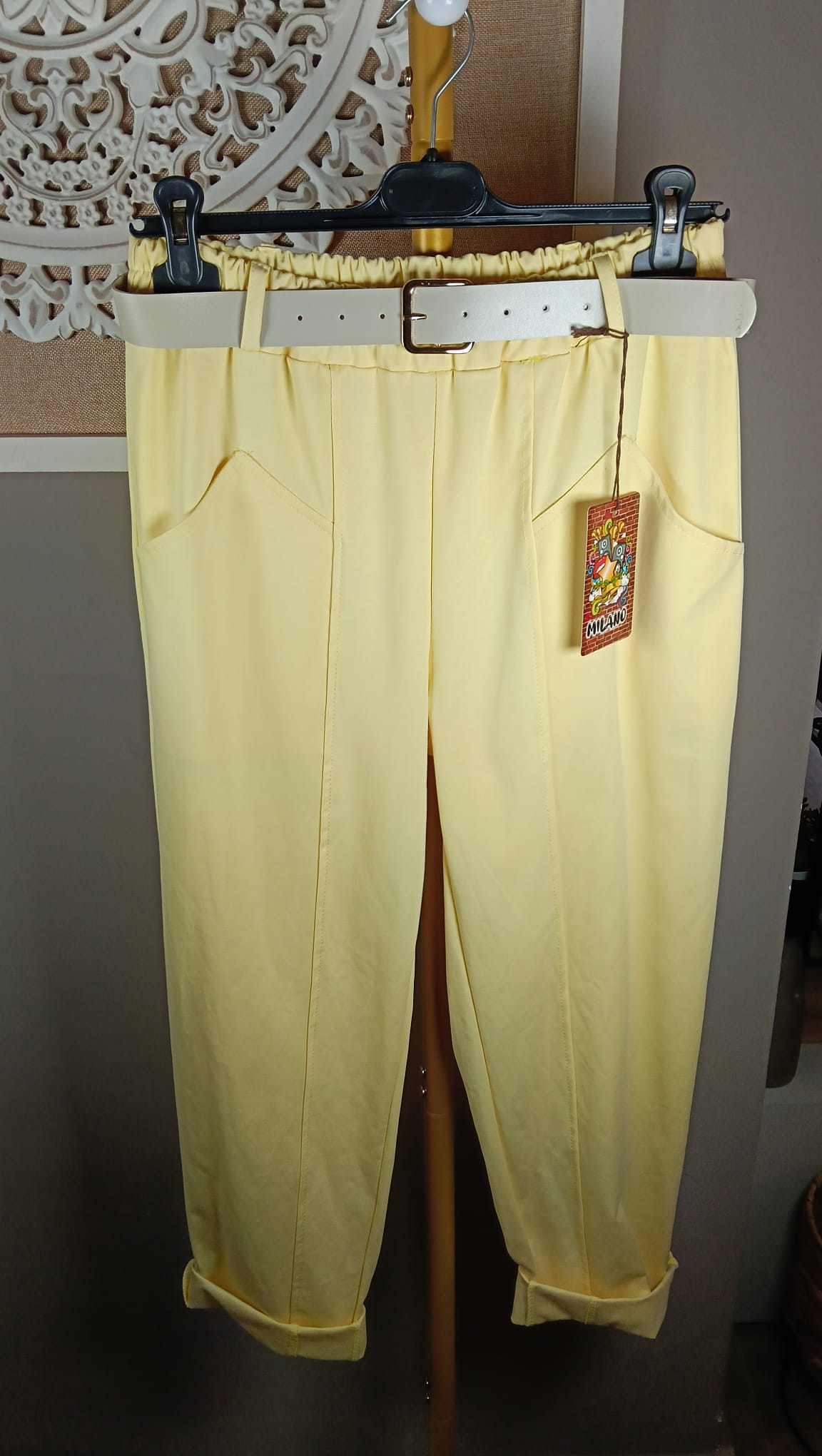🤍 Pantalón tejido milano con Cinturón Incluido (2 colores)