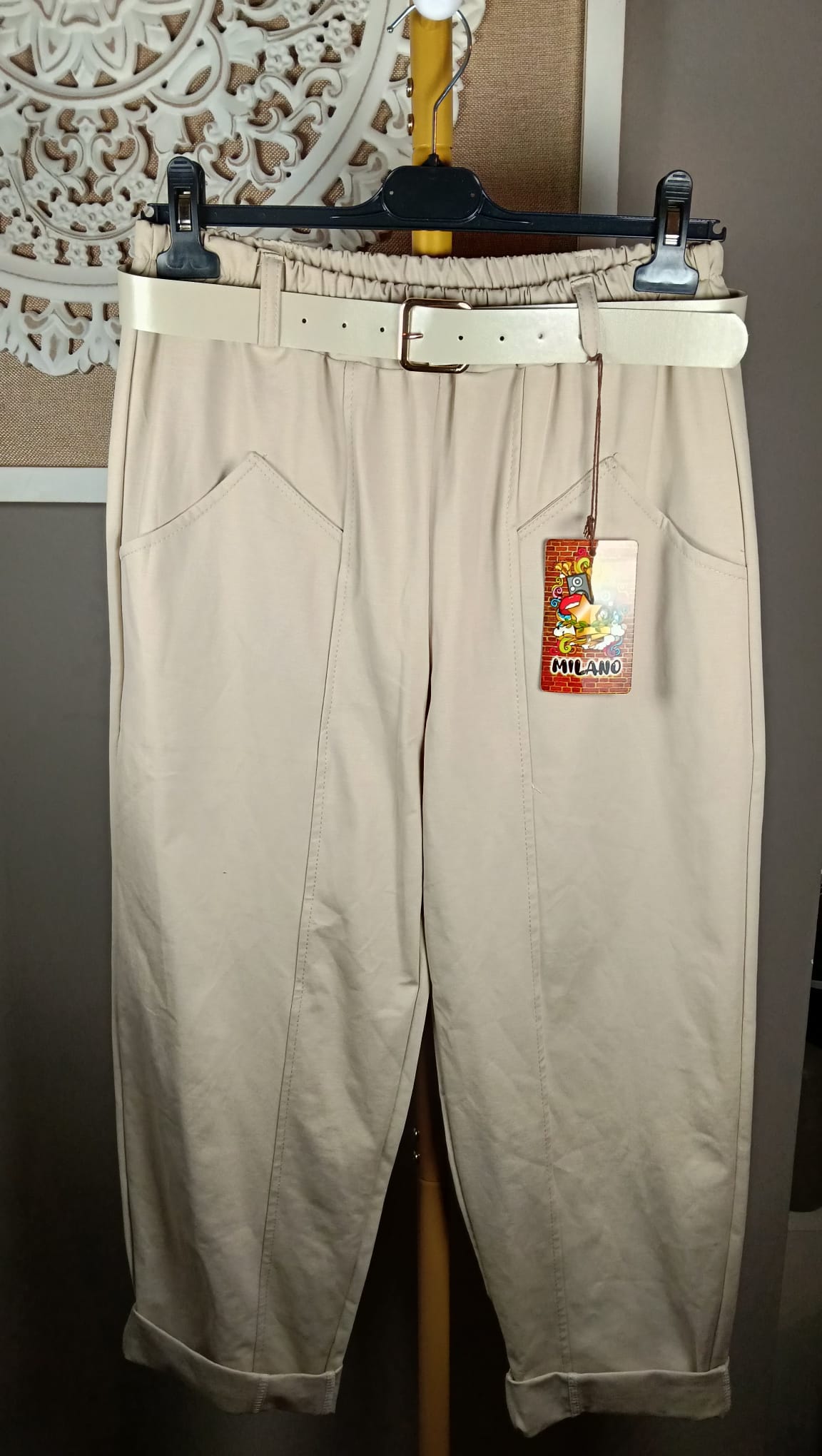 🤍 Pantalón tejido milano con Cinturón Incluido (2 colores)