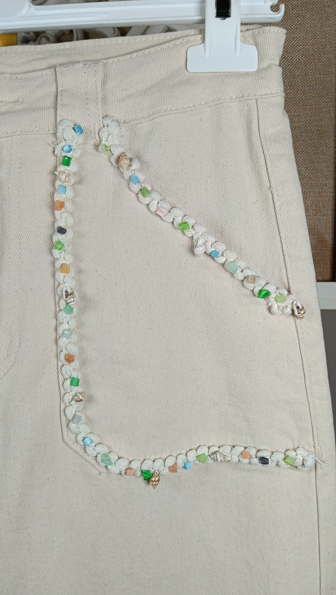 Pantalón Wide Leg Cuentas y Conchitas