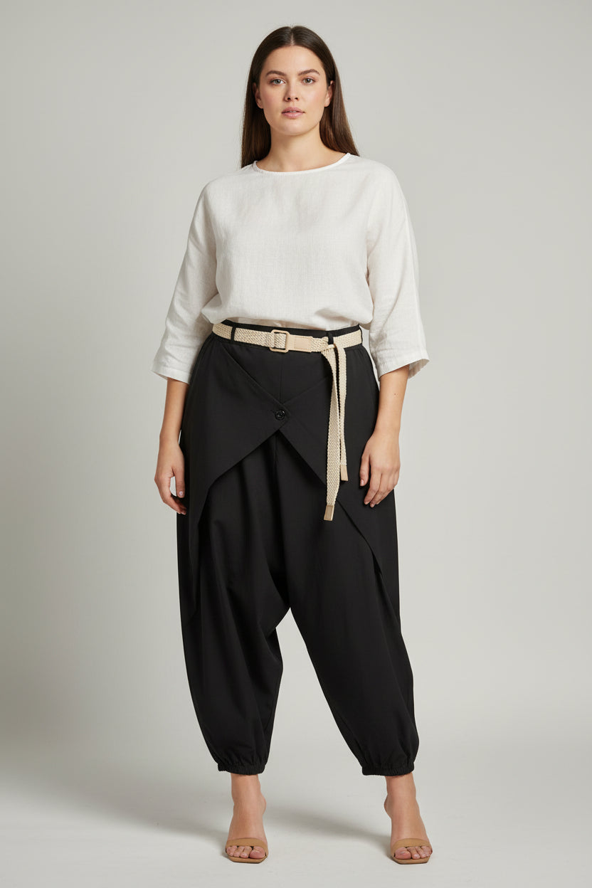 🧵 Pantalón  Doble Pareo con Cinturón (2 colores)