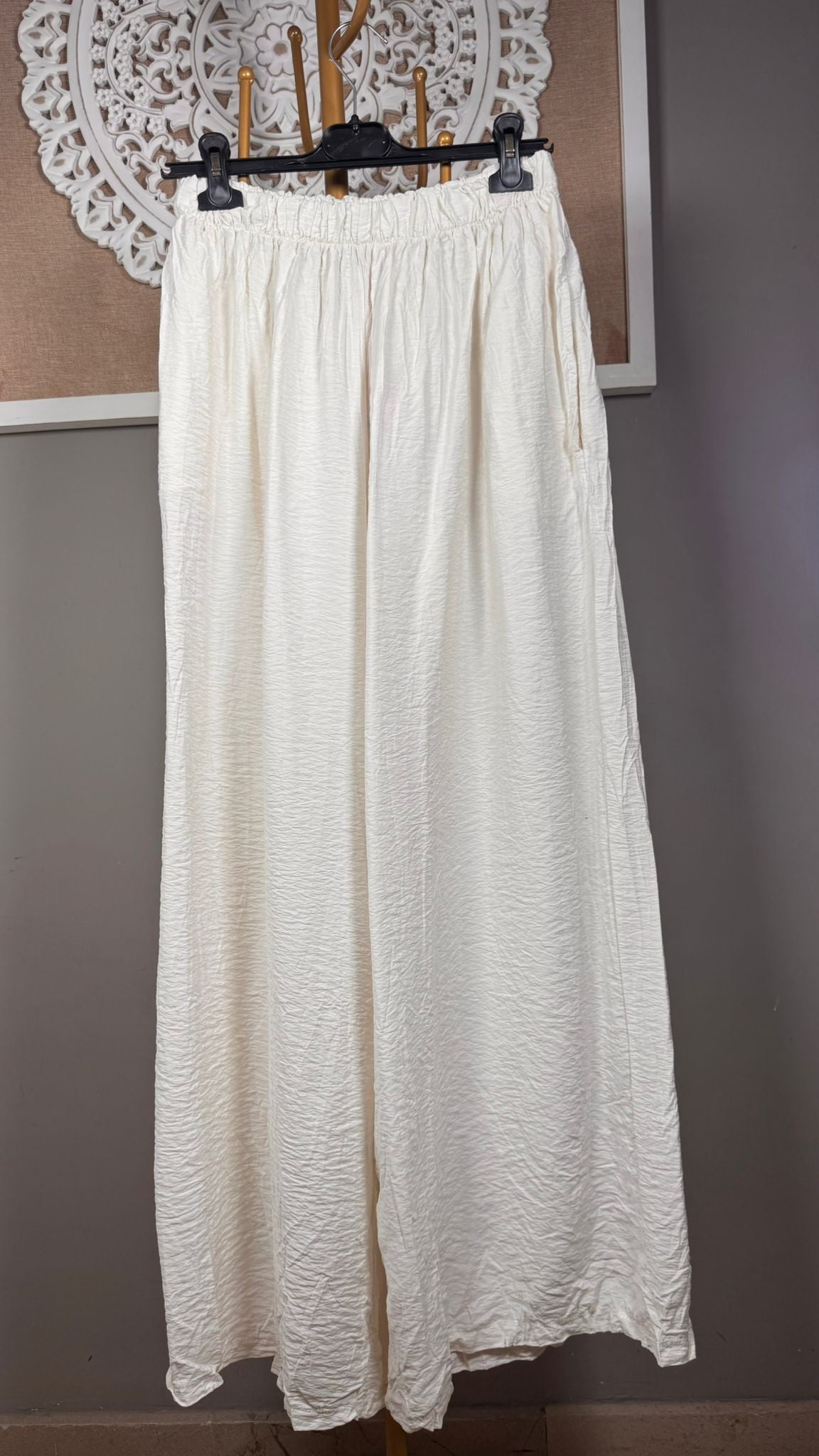 Conjunto Blusa + Pantalón Blanco Fluido