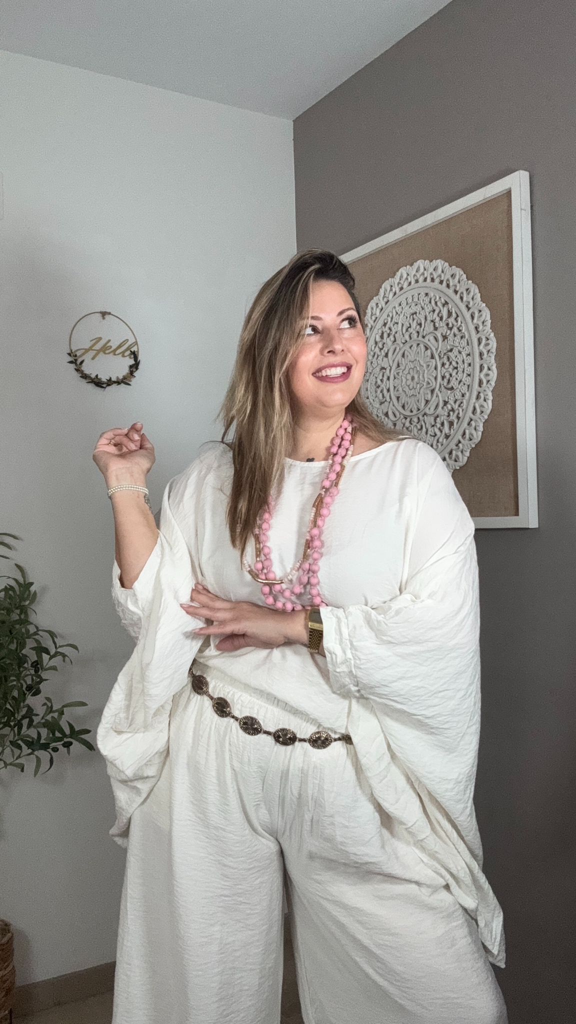 Conjunto Blusa + Pantalón Blanco Fluido