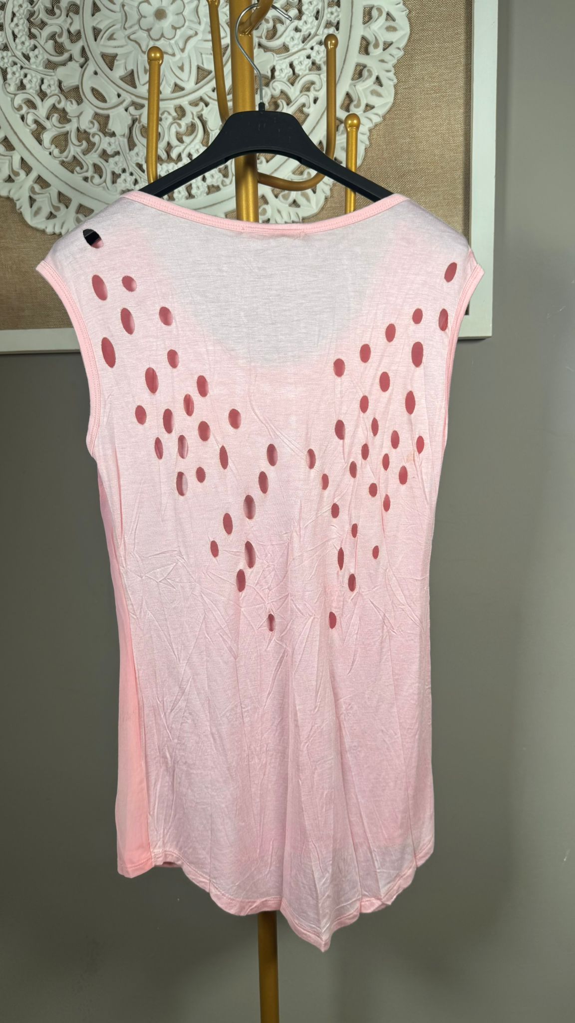 💫 Camiseta Gasa Estampada con Pedrería y Espalda Calada (2 colores)