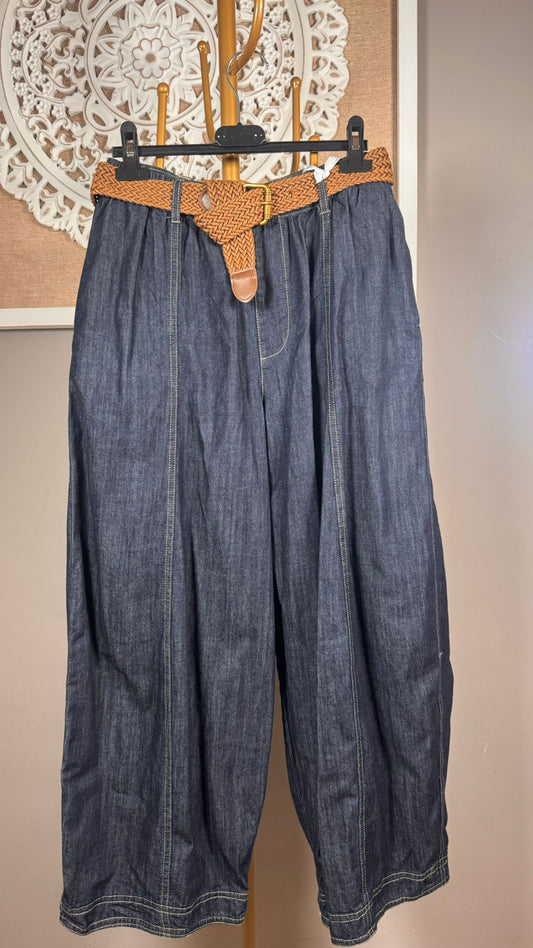 👖 Pantalón Vaquero Palazzo con Cinturón