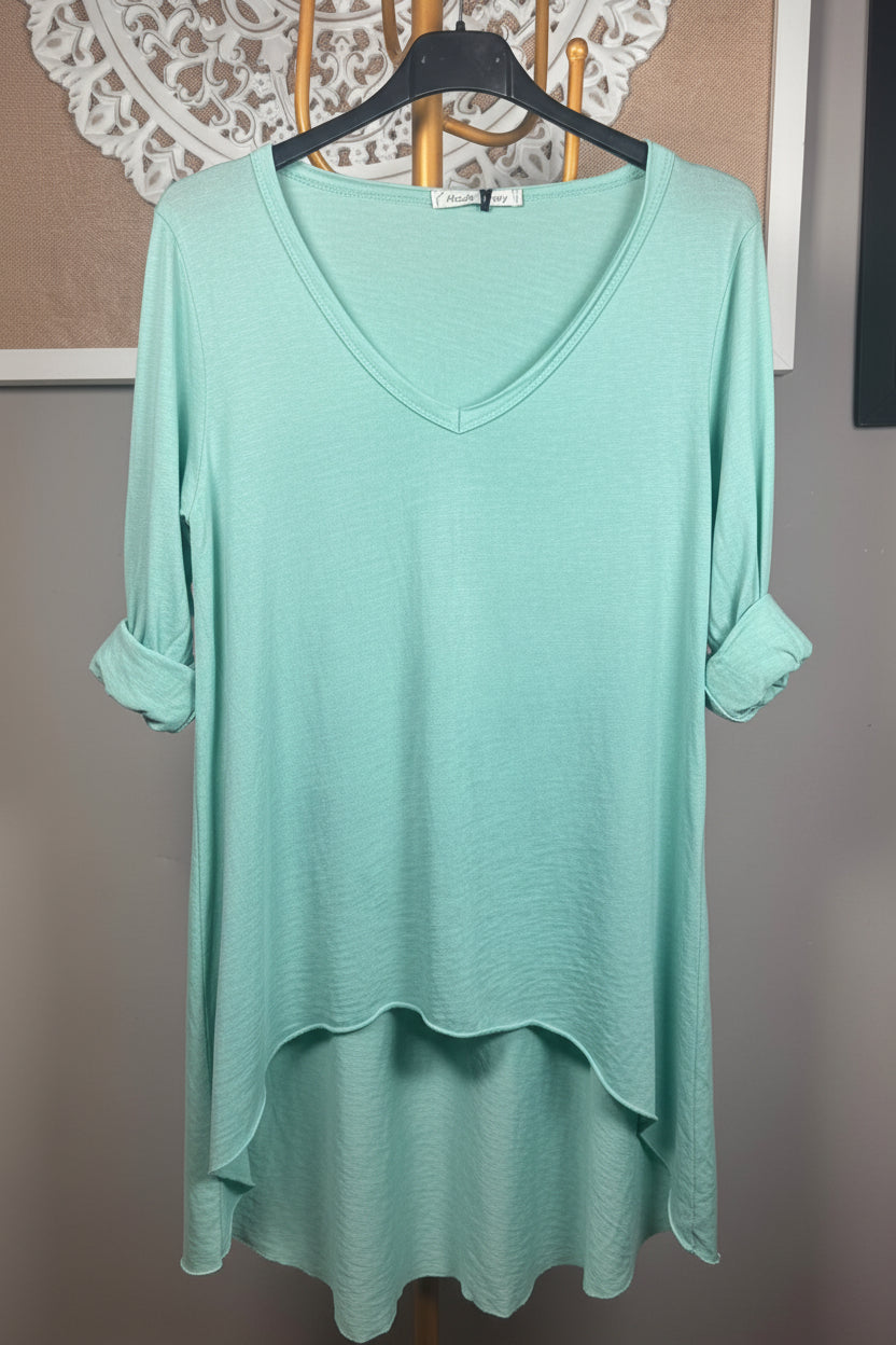 👕 Camiseta Asimétrica Desgastada Manga Larga (4 colores)