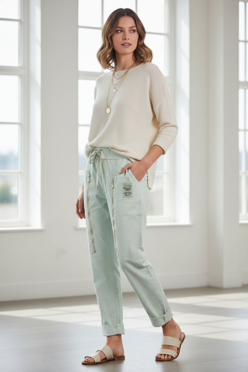 🧵 Pantalón Jogger con Cremalleras Decorativas y Bolsillos Largos (2 colores)