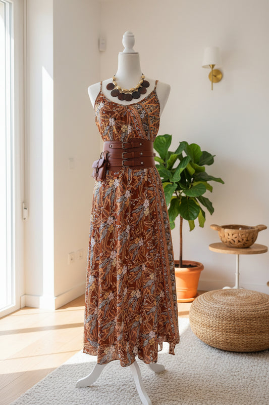 🌸 Vestido Maxi de Seda Estampado Floral