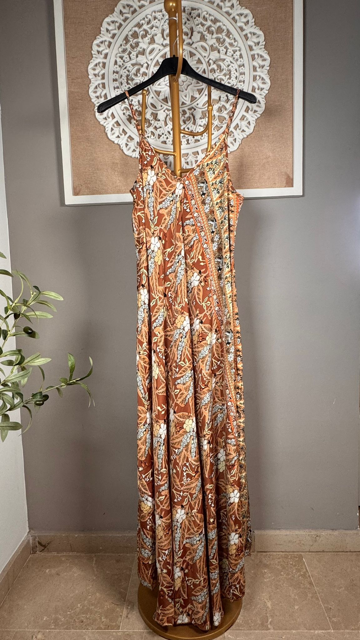 🌸 Vestido Maxi de Seda Estampado Floral