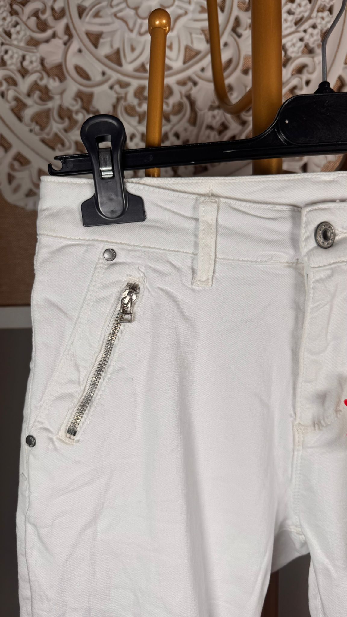 🤍 Pantalón Blanco con Doble Cremallera