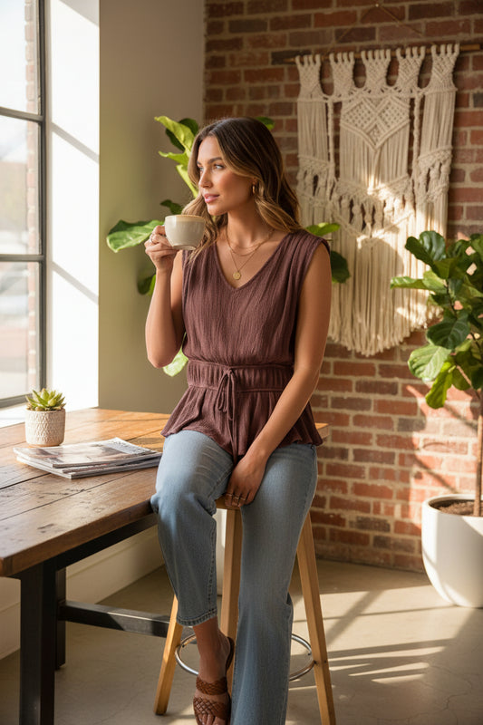 💕Top Bambula con Cintura Engomada