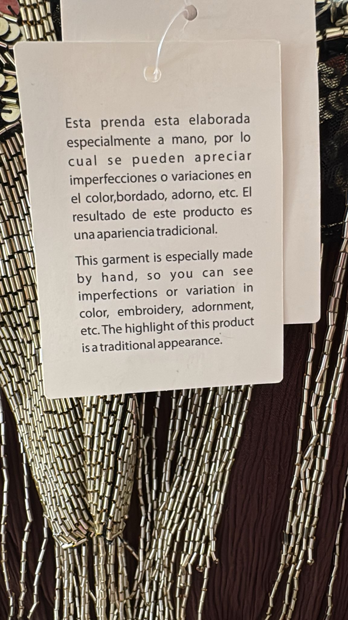 ✨ Pechera Artesanal Bordada con Lentejuelas y Flecos