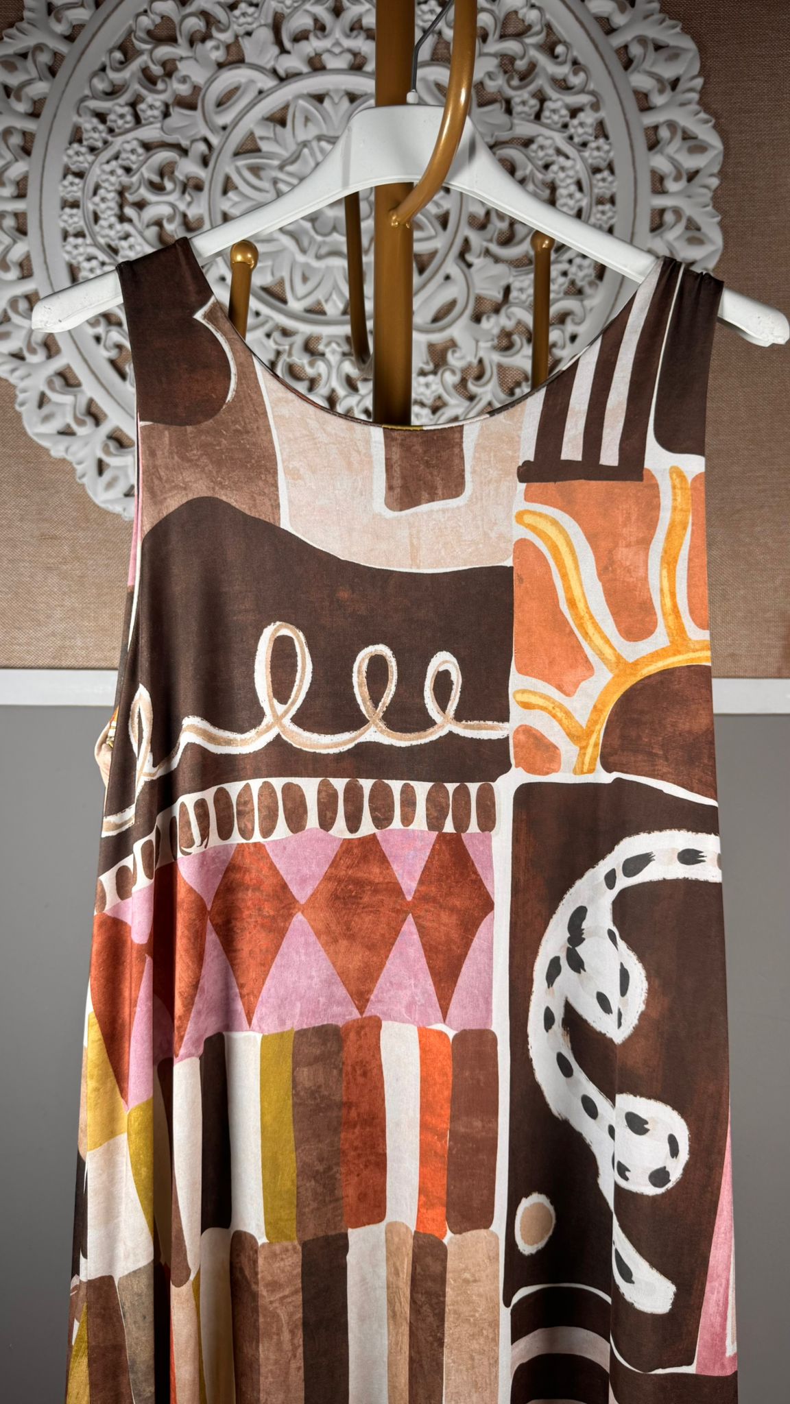 Vestido Largo Estampado Patchwork Étnico