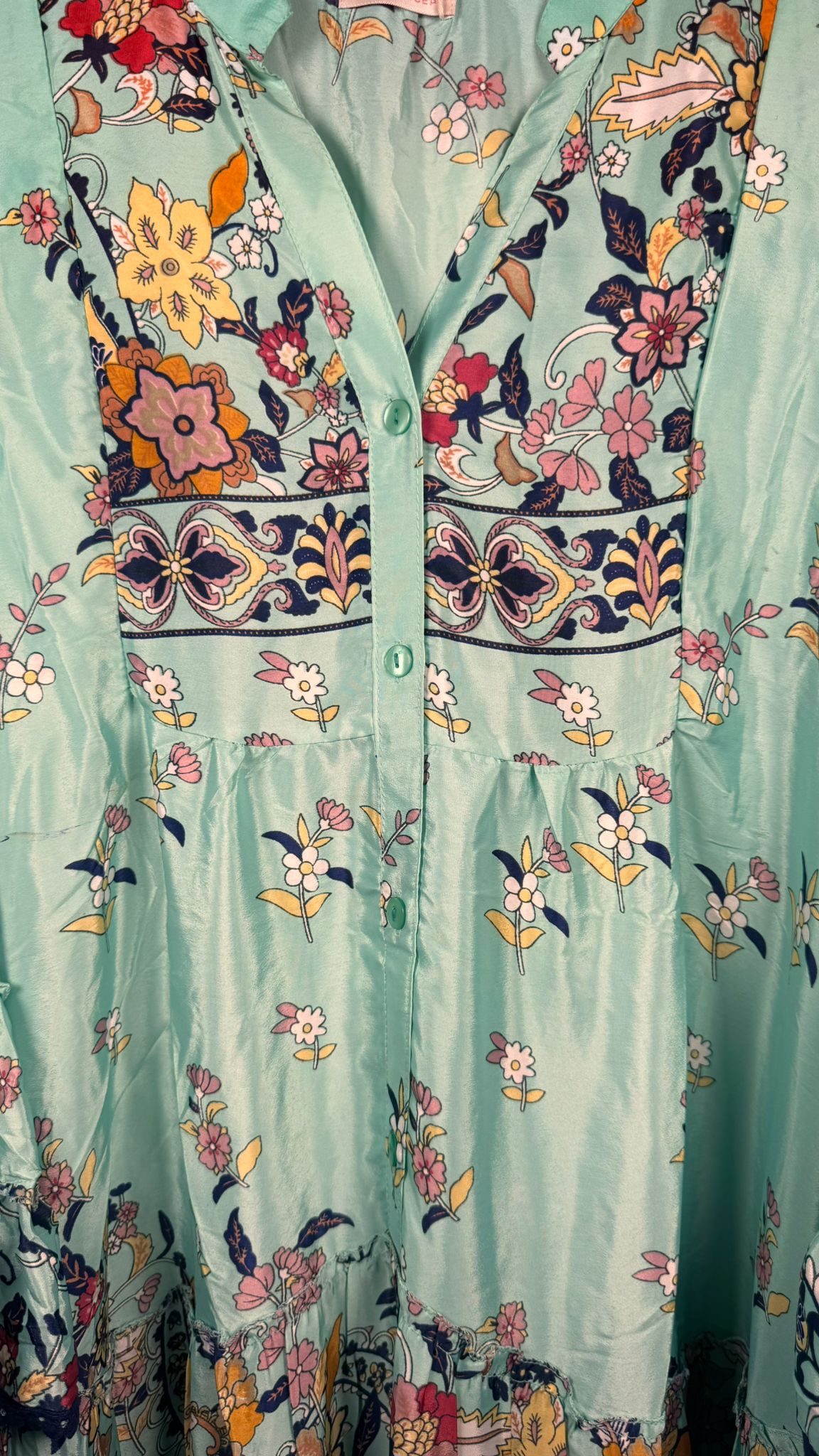 Vestido Verde Menta con Estampado Floral