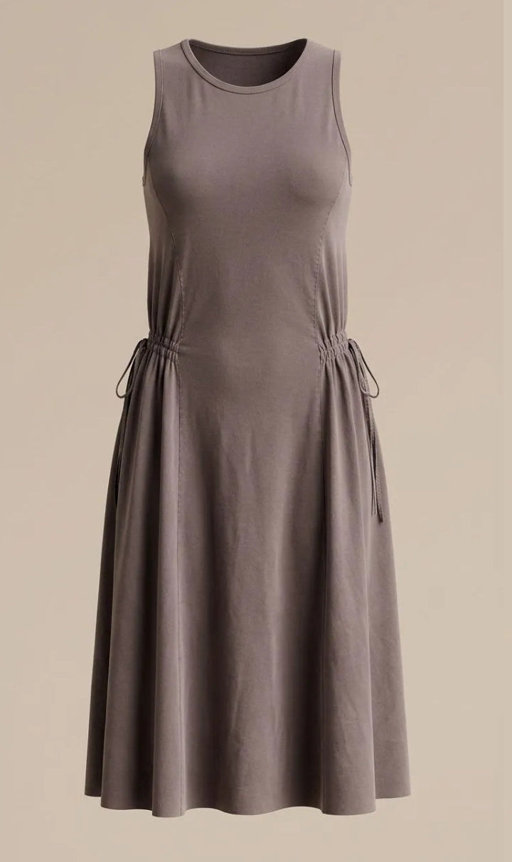 Vestido Midi Lavado con Lazos Laterales