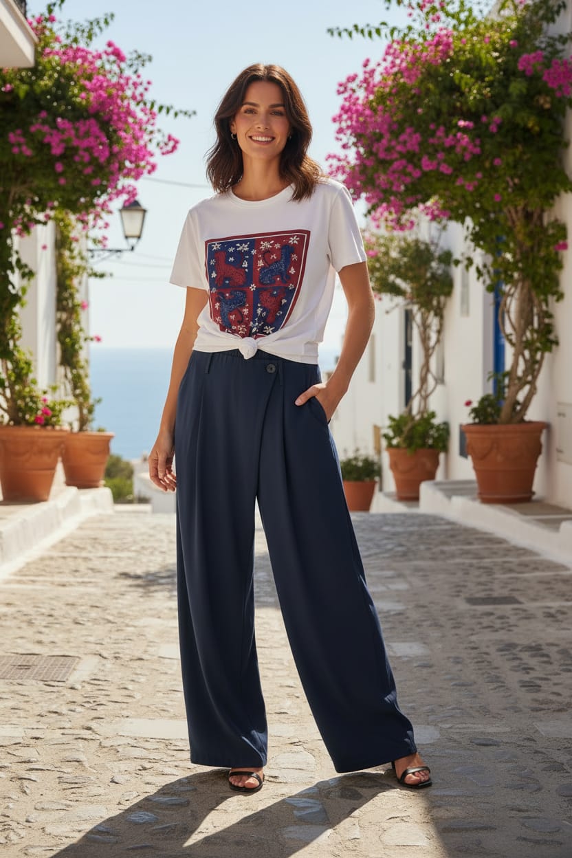 Camiseta Estampado Medieval - look completo