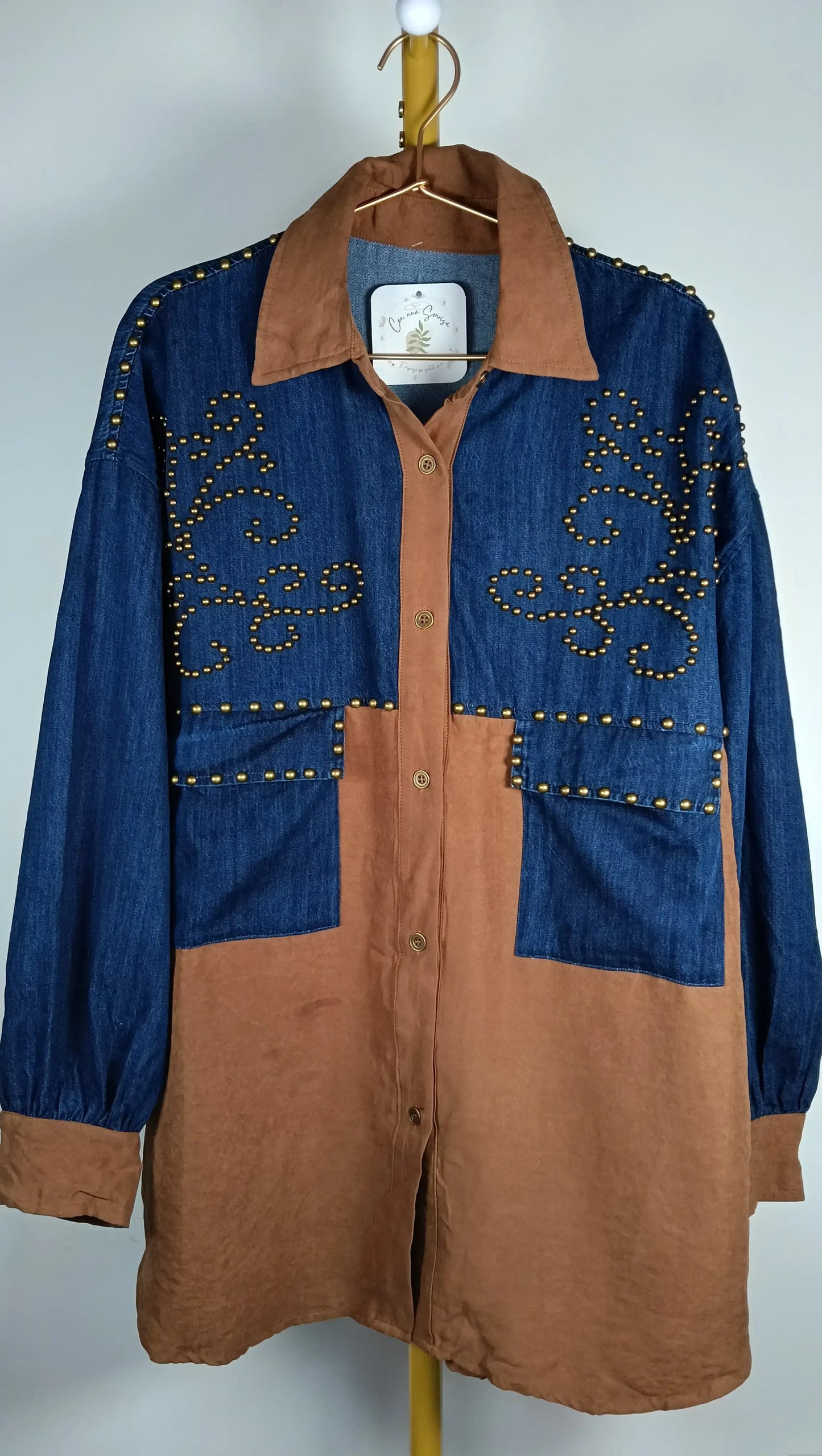 Camisa Vaquera Tachuelas Bicolor