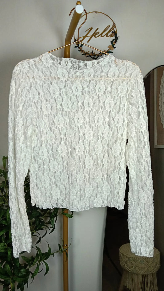 Blusa Encaje Blanco Elegante