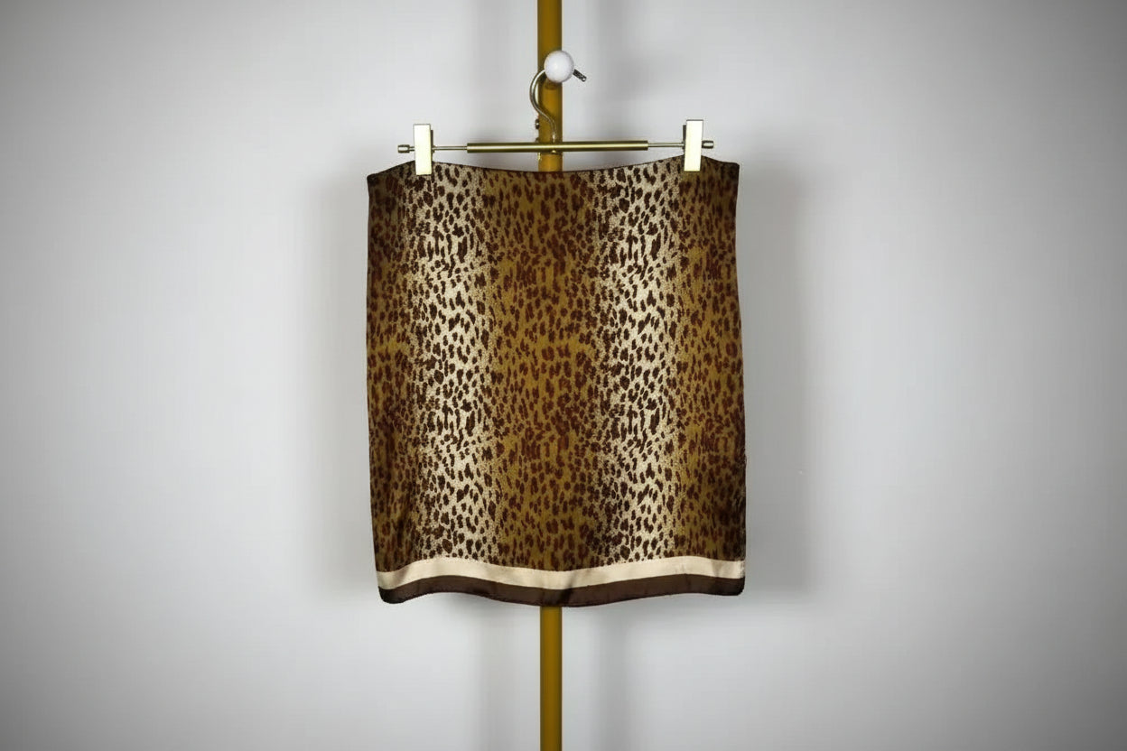 Pañuelo de seda Animal Print Marrón