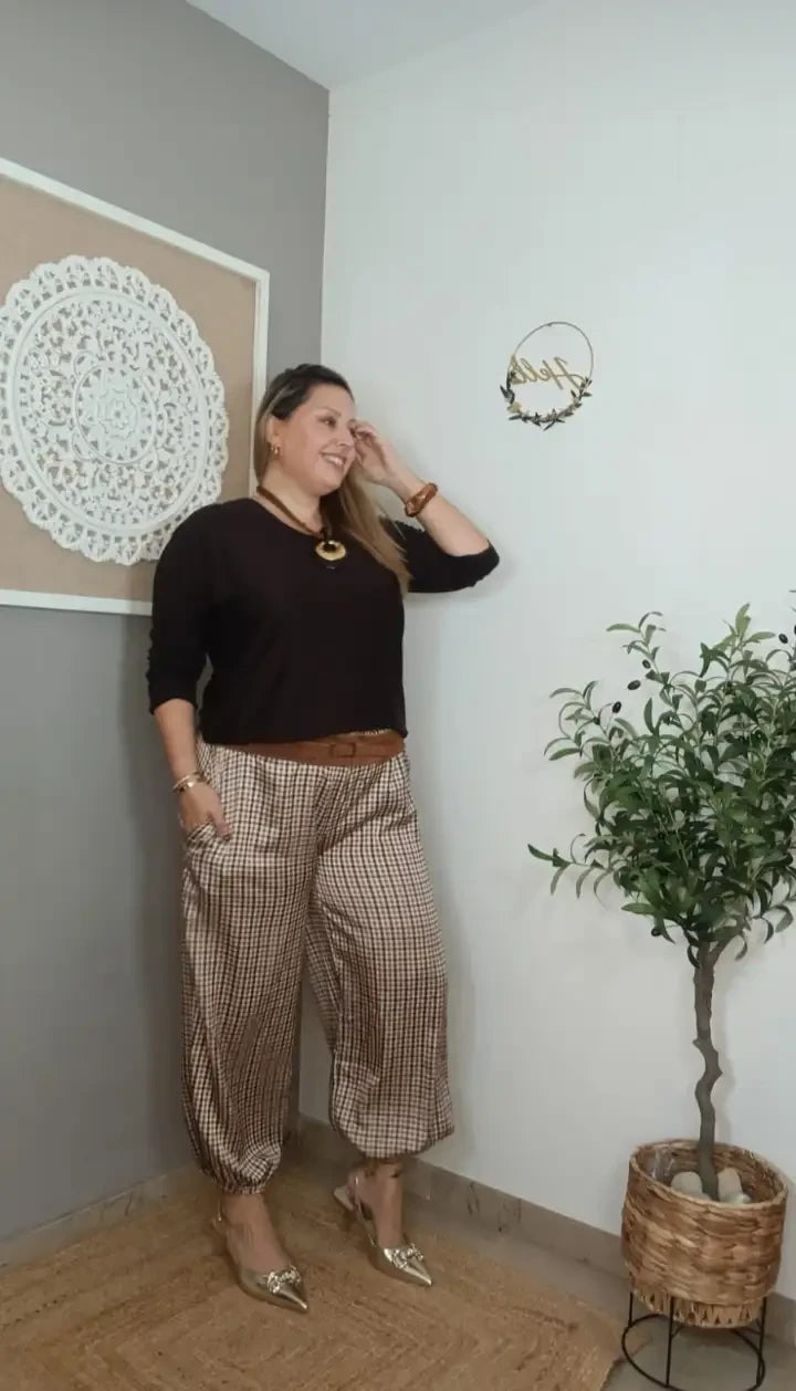 Pantalón Aladín Vichy Marrón
