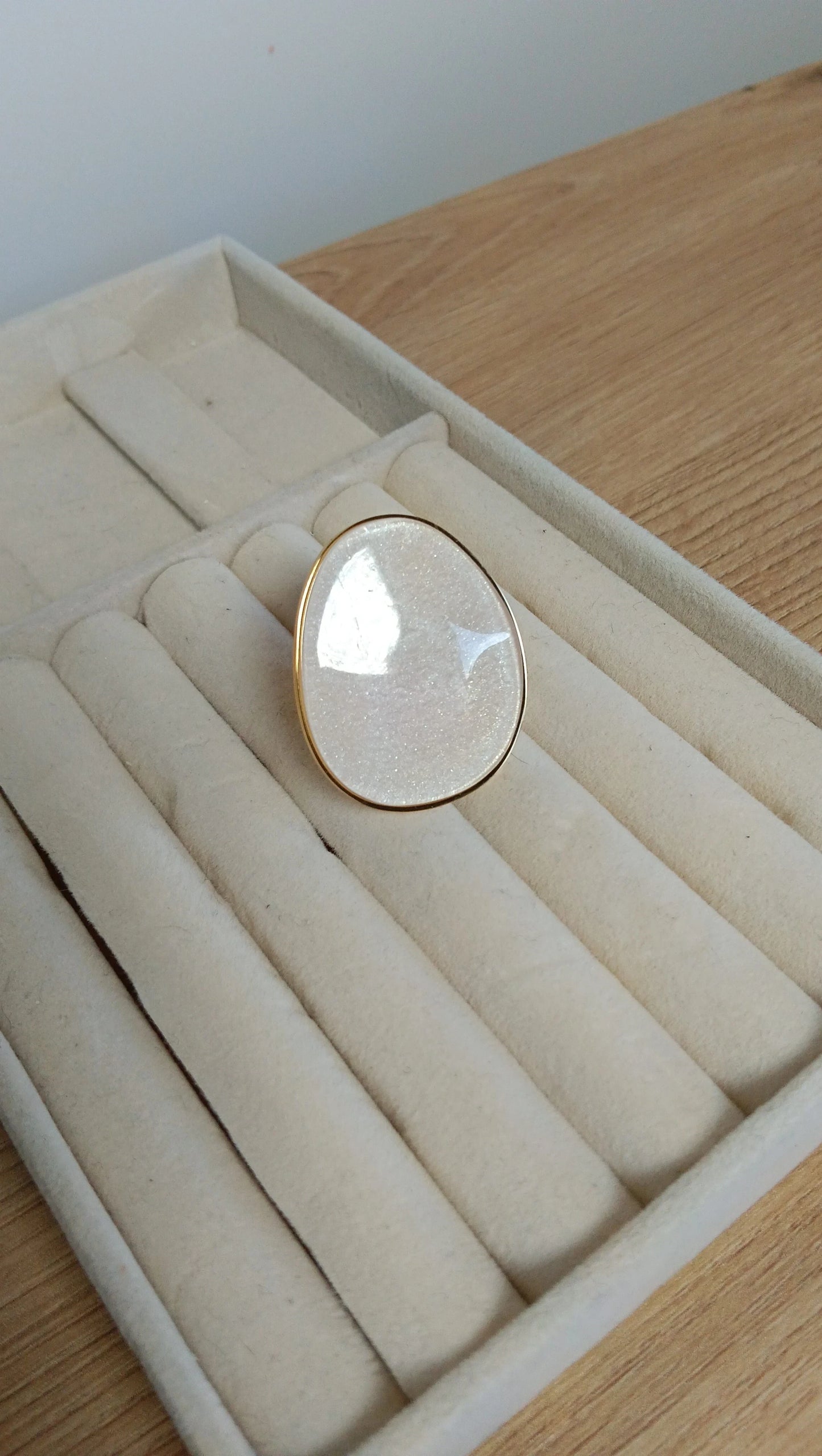 💍 Anillo Acero Piedra Blanca Ovalada