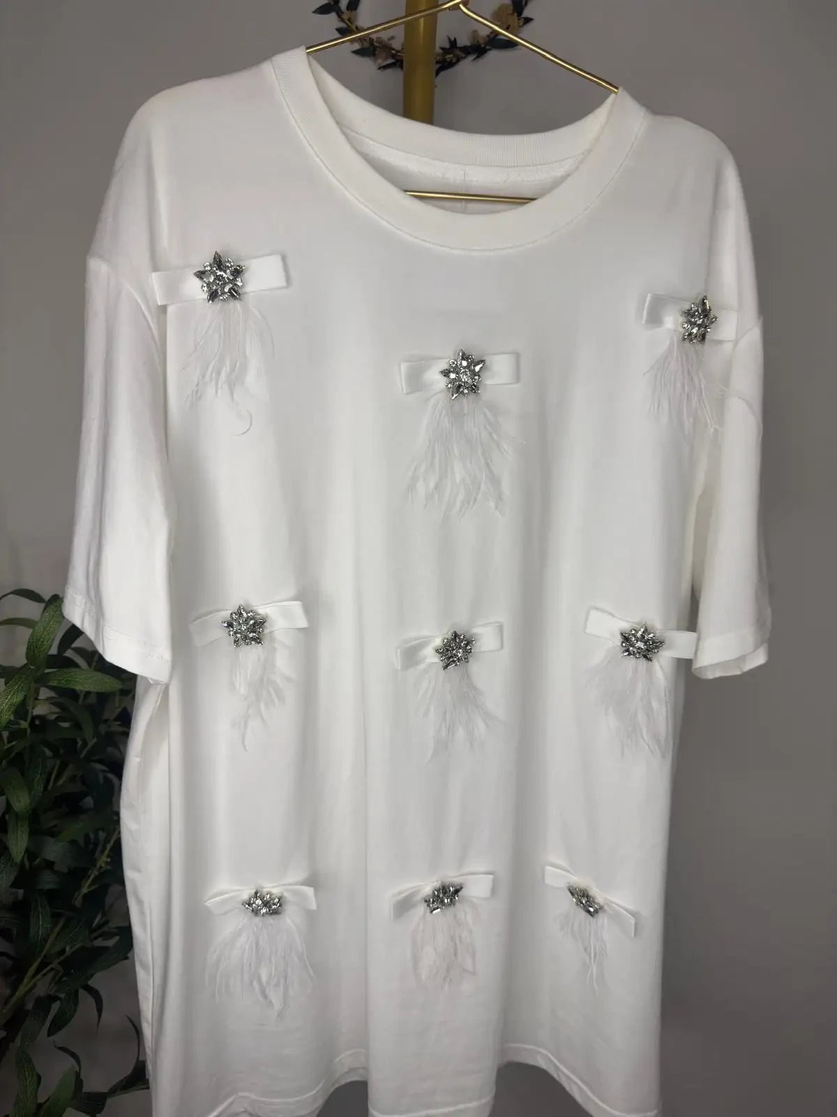 Camiseta Lazos Pedrería Blanca